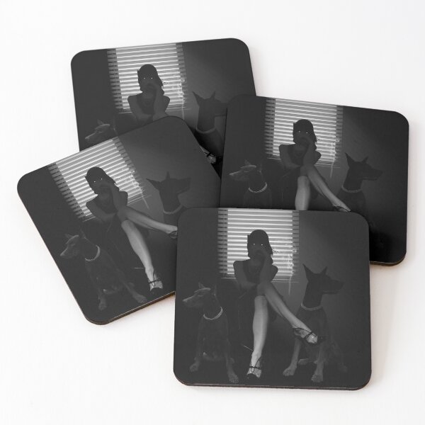 Item preview, film noir (Cross legged girl with 2 dogs beside her) designed and sold by TrendingMerch20.