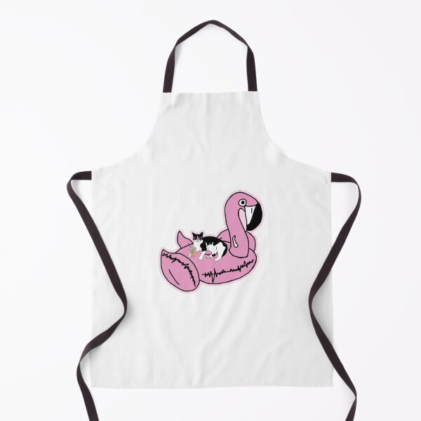Item preview, Cat drinking on a flamingo floatie designed and sold by ThePennyCo.