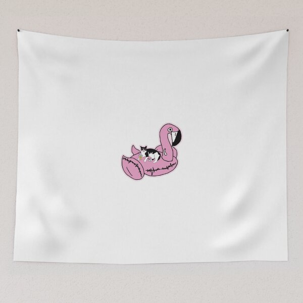Item preview, Cat drinking on a flamingo floatie designed and sold by ThePennyCo.