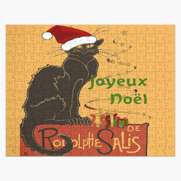 Joyeux Noel Le Chat Noir Spoof With Yuletree And Gifts Jigsaw Puzzle By Taiche Redbubble