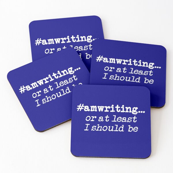 Item preview, #amwriting or at least I should be White on Navy designed and sold by TeaRoseWriter.