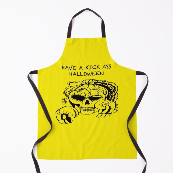 Item preview, HAVE A KICK ASS HALLOWEEN Skull Boxer on YELLOW background, Boxing, Box, Boxer, gothic, halloween, spooky designed and sold by IslesArt.