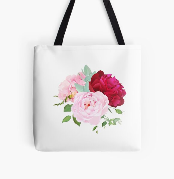 Bolsa de tela «Ramo de rosa, peonía, hortensia, lirio de alstroemeria y  eucalipto.» de lavendertime | Redbubble