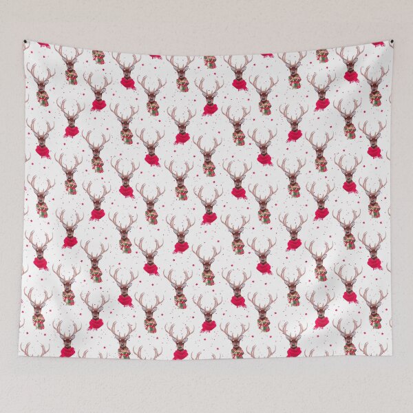 Item preview, Graceful deer wearing stylish winter scarves designed and sold by lavendertime.