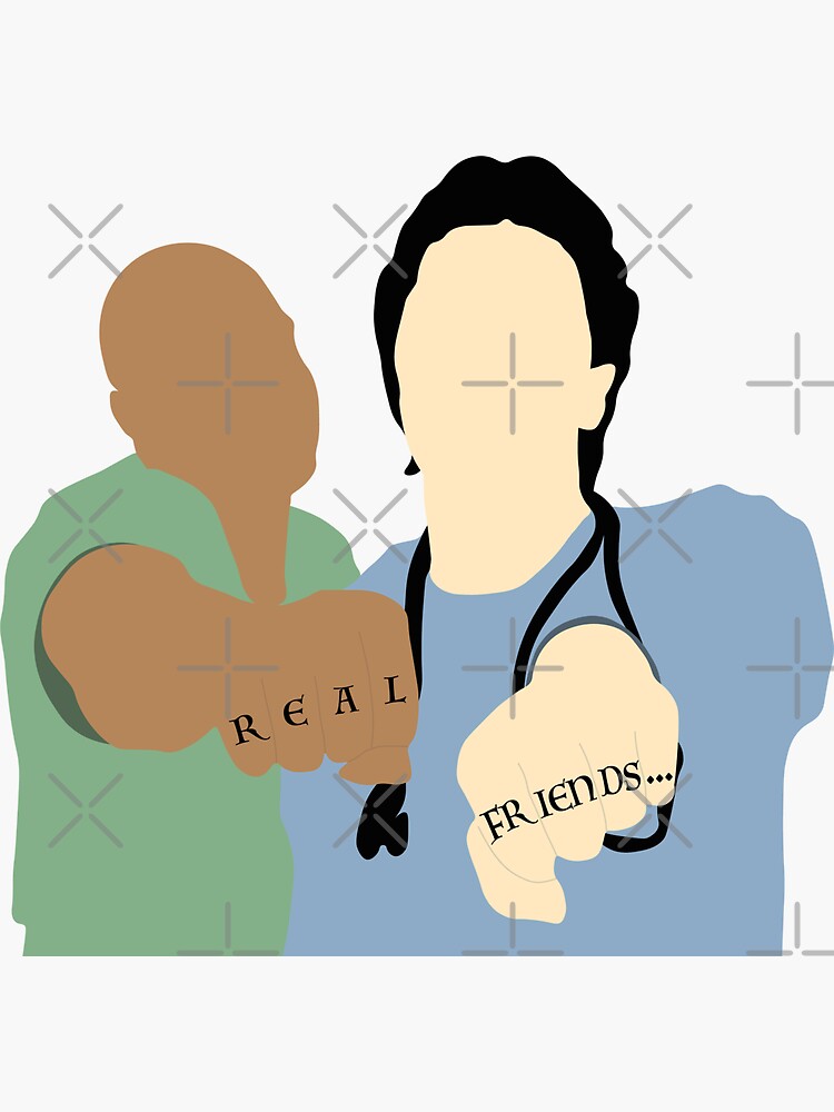 "Scrubs Turk & JD Fake Doctors, Real Friends" Sticker for Sale by
