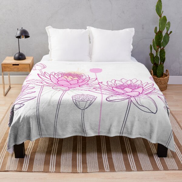 Item preview, Seamless pattern with outline pink Lotos or water lily. designed and sold by Bokasana.