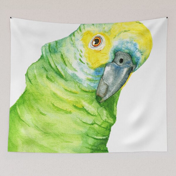 Item preview, Blue fronted amazon parrot tropical brésil watercolor designed and sold by L'Atelier Oranjade.
