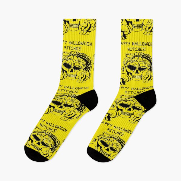 Item preview, HAPPY HALLOWEEN BITCHES! Skull Boxer on yellow background, Boxing, Box, Boxer, gothic, halloween, spooky designed and sold by IslesArt.