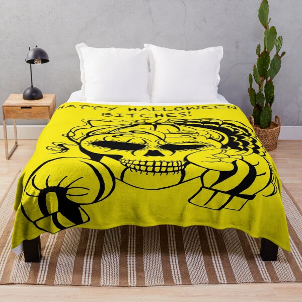 Item preview, HAPPY HALLOWEEN BITCHES! Skull Boxer on yellow background, Boxing, Box, Boxer, gothic, halloween, spooky designed and sold by IslesArt.