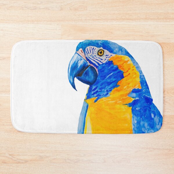 Item preview, blue throated macaw parrot bresil watercolor art print designed and sold by L'Atelier Oranjade.