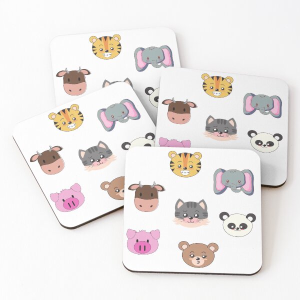 Item preview, Cute Childrens Animal Cartoon Faces, Kitty, Tiger, Cow, Pig, Bear, Panda, Elephant designed and sold by Krafty  Arts Studio.