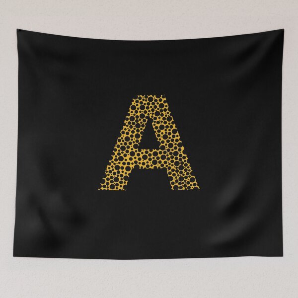 Item preview, Black polka dots on yellow monogram designed and sold by avion-en-papier.