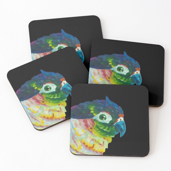 Item preview, green cheeck conure parrot art paint tropical designed and sold by L'Atelier Oranjade.