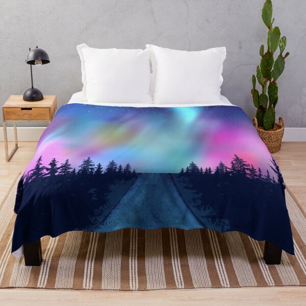 Item preview, Trip to Alaska, Northern lights, Aurora borealis galaxy night turquoise purple pink  sky space view bestseller Throw blanket  designed and sold by August-E.