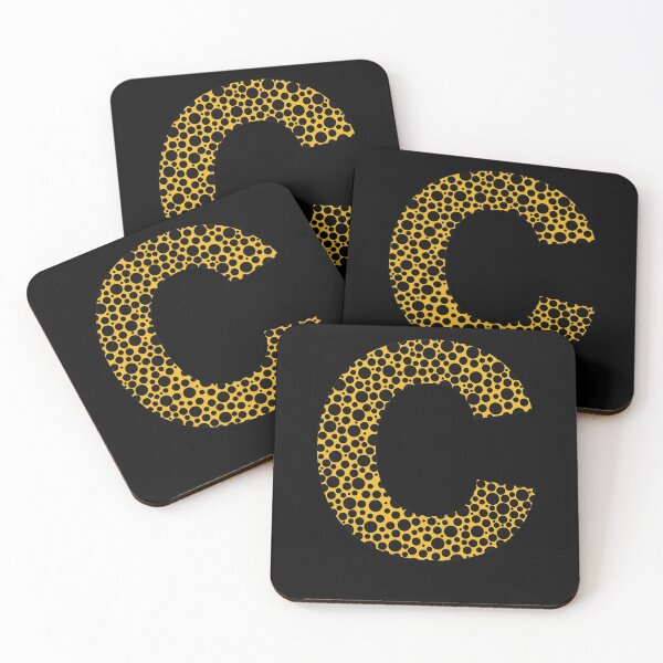 Item preview, Black polka dots on yellow monogram designed and sold by avion-en-papier.