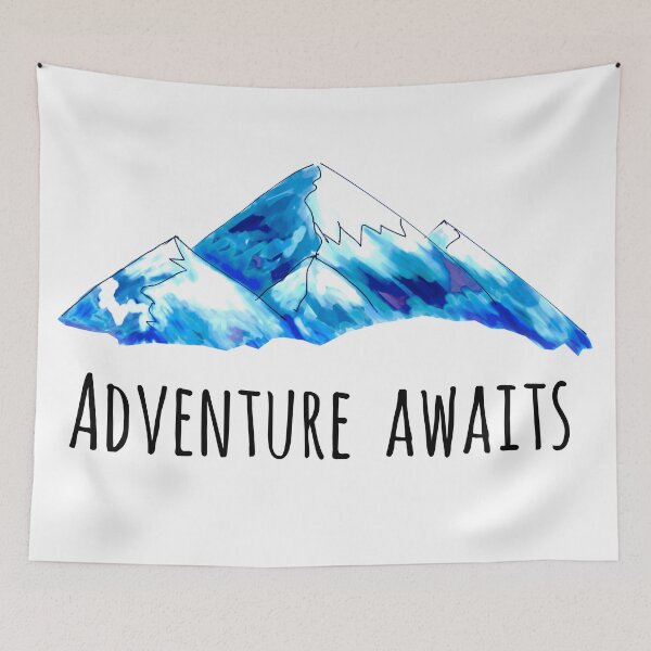Item preview, Adventure Awaits, blue mountains designed and sold by WanderlustBunny.