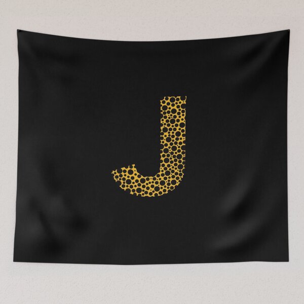 Item preview, Black polka dots on yellow monogram designed and sold by avion-en-papier.