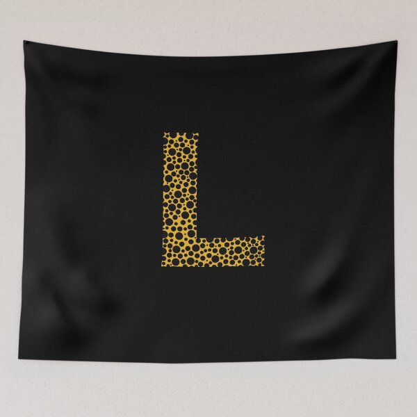 Item preview, Black polka dots on yellow monogram designed and sold by avion-en-papier.