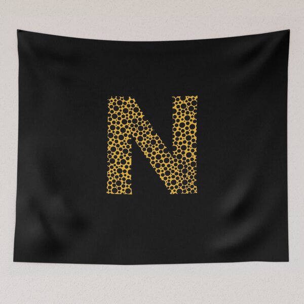Item preview, Black polka dots on yellow monogram designed and sold by avion-en-papier.