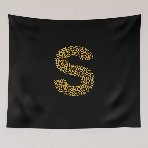 Item preview, Black polka dots on yellow monogram designed and sold by avion-en-papier.