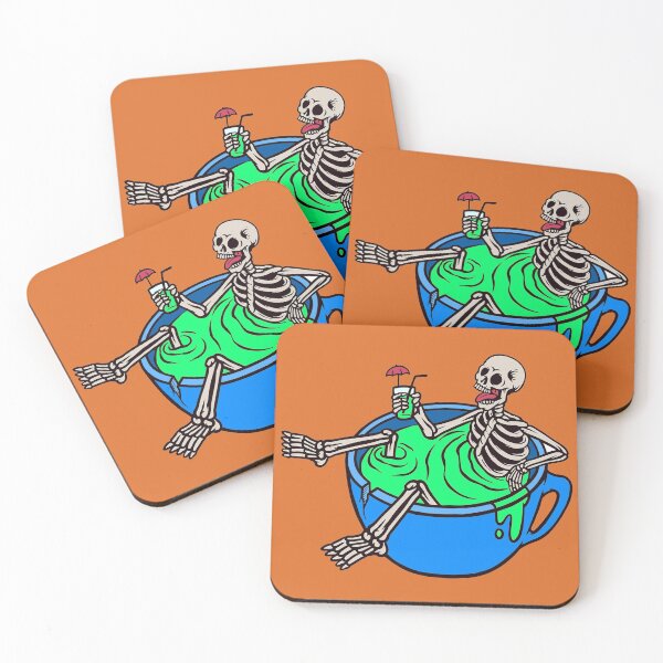 Item preview, Skeleton Cartoon Drinking (Coffee) Sitting in a Mug Art designed and sold by Now-Thats-Crazy.