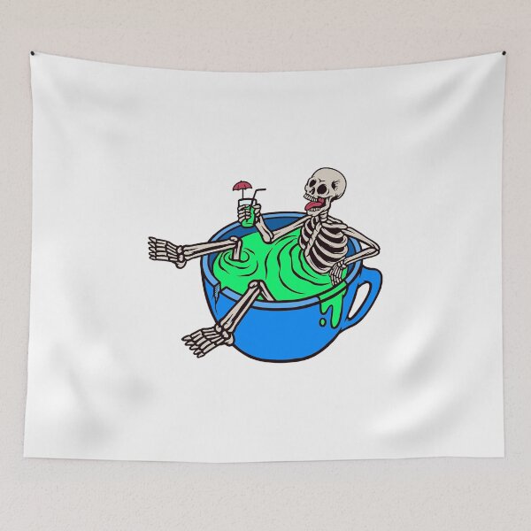 Item preview, Skeleton Cartoon Drinking (Coffee) Sitting in a Mug Art designed and sold by Now-Thats-Crazy.