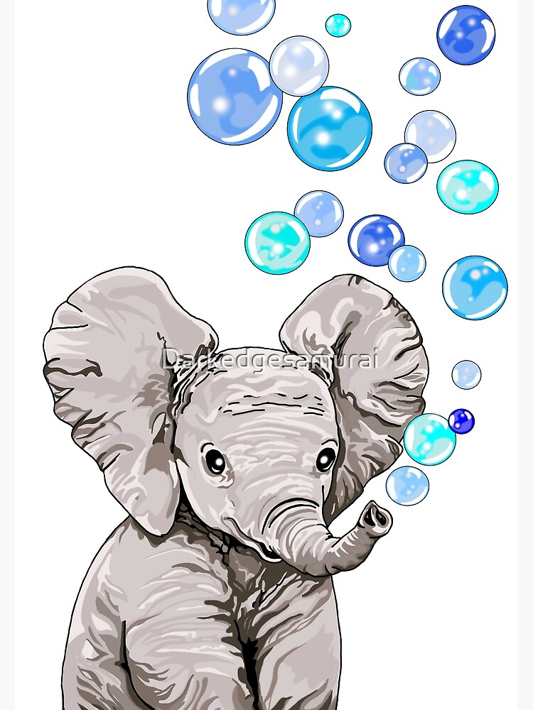 "Bubbles the Baby Elephant" Poster for Sale by Darkedgesamurai Redbubble