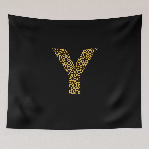 Item preview, Black polka dots on yellow monogram designed and sold by avion-en-papier.