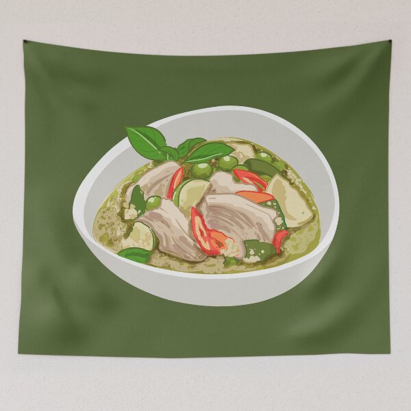 Item preview, Tazón de pollo al curry verde tailandés picante designed and sold by Alicia Chee.