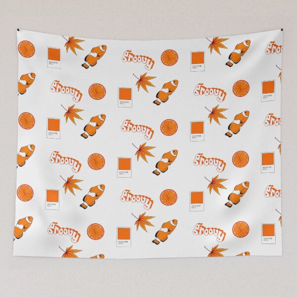 Aperçu de l'œuvre feuille d'autocollants esthétiques orange / petits motifs créée et vendue par Jenny Romeril.