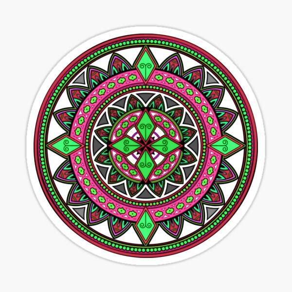 Pink and Green Mandala Sticker