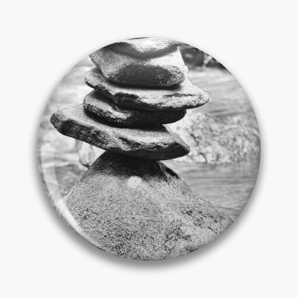 Item preview, Ravens Cliff Trailhead Cairn Black And White designed and sold by LisaWootenPhoto.
