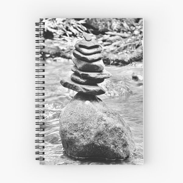 Item preview, Ravens Cliff Trailhead Cairn Black And White designed and sold by LisaWootenPhoto.