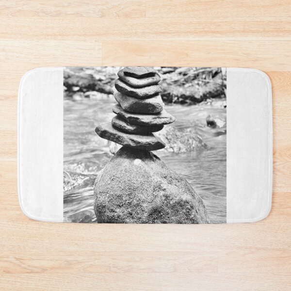 Item preview, Ravens Cliff Trailhead Cairn Black And White designed and sold by LisaWootenPhoto.