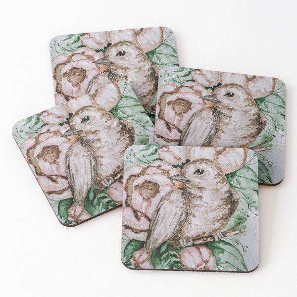 Item preview, A Watercolor Nightingale In The Peonies designed and sold by AestheticRoom.