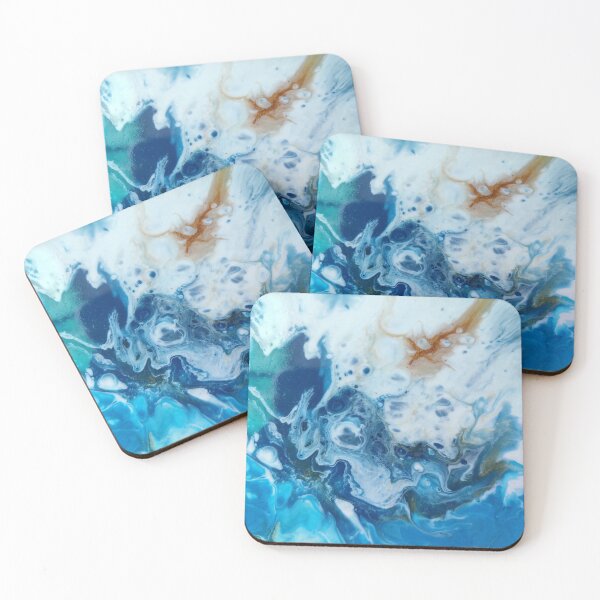 Item preview, Blue golden white marble ocean abstract painting designed and sold by Maitri-Sanghvi1.