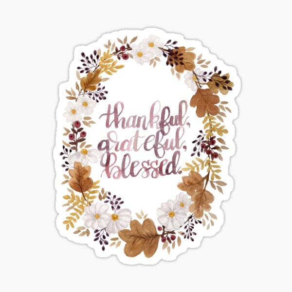 Autumn Decor - Thankful, Grateful, Blessed Fall Wreath Sticker