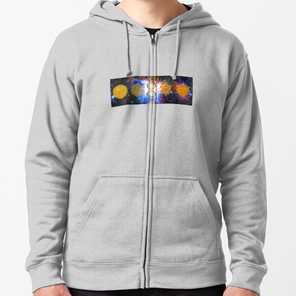 Flower of life DNA Merkaba Zipped Hoodie