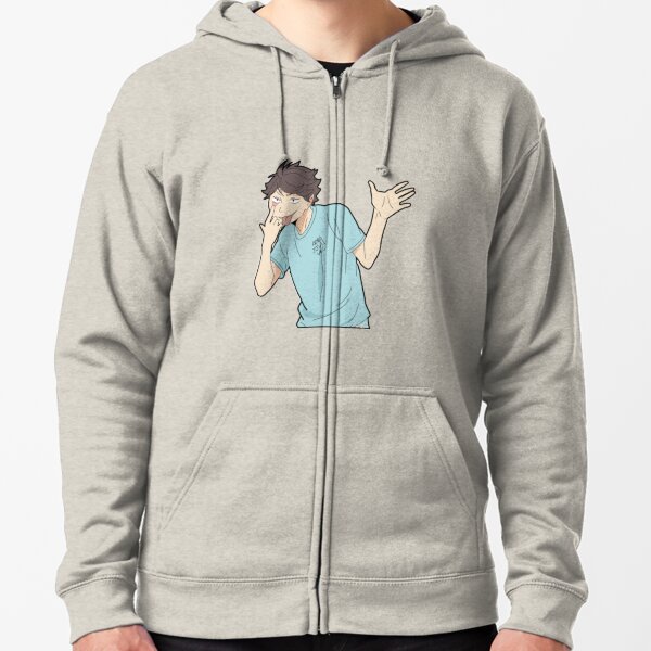 oikawa tirando lenguas Sudadera con capucha y cremallera