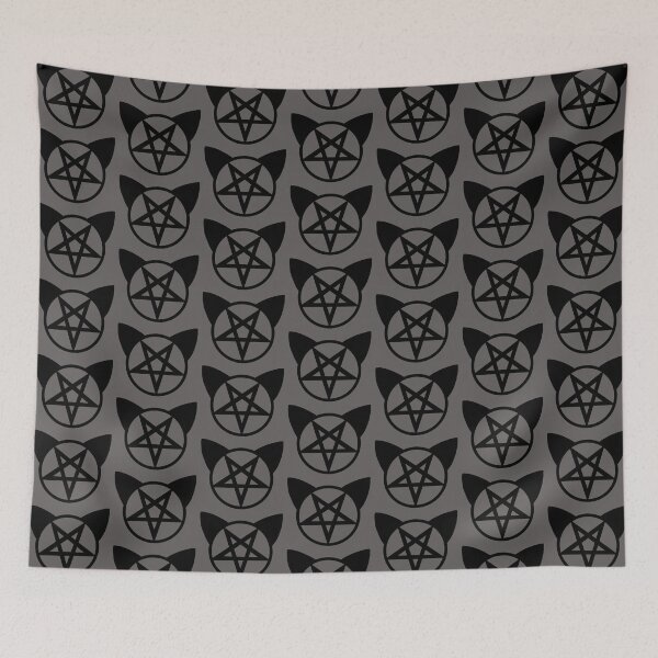 Item preview, Pentagram cat black with gray designed and sold by tada-leipzig.
