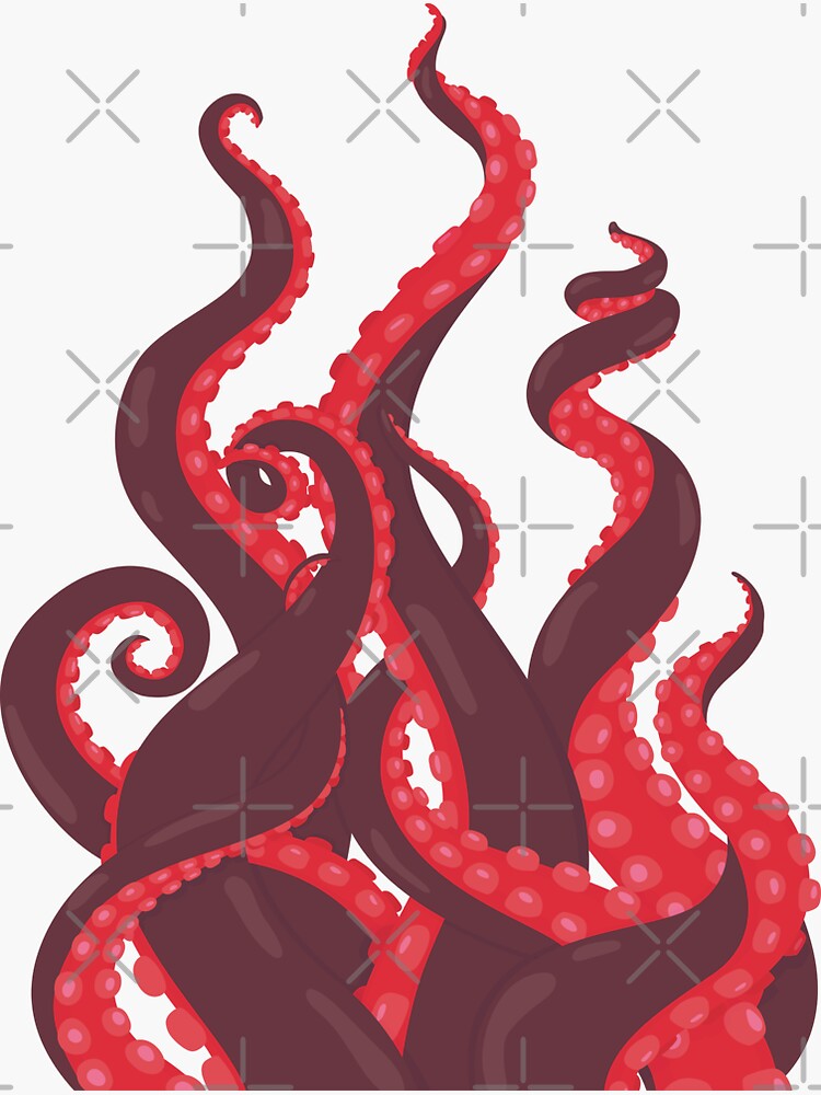 Octopus Red Octopus Tentacles Reaching Upwards Illustration Of Kraken Or Squid Cartoon