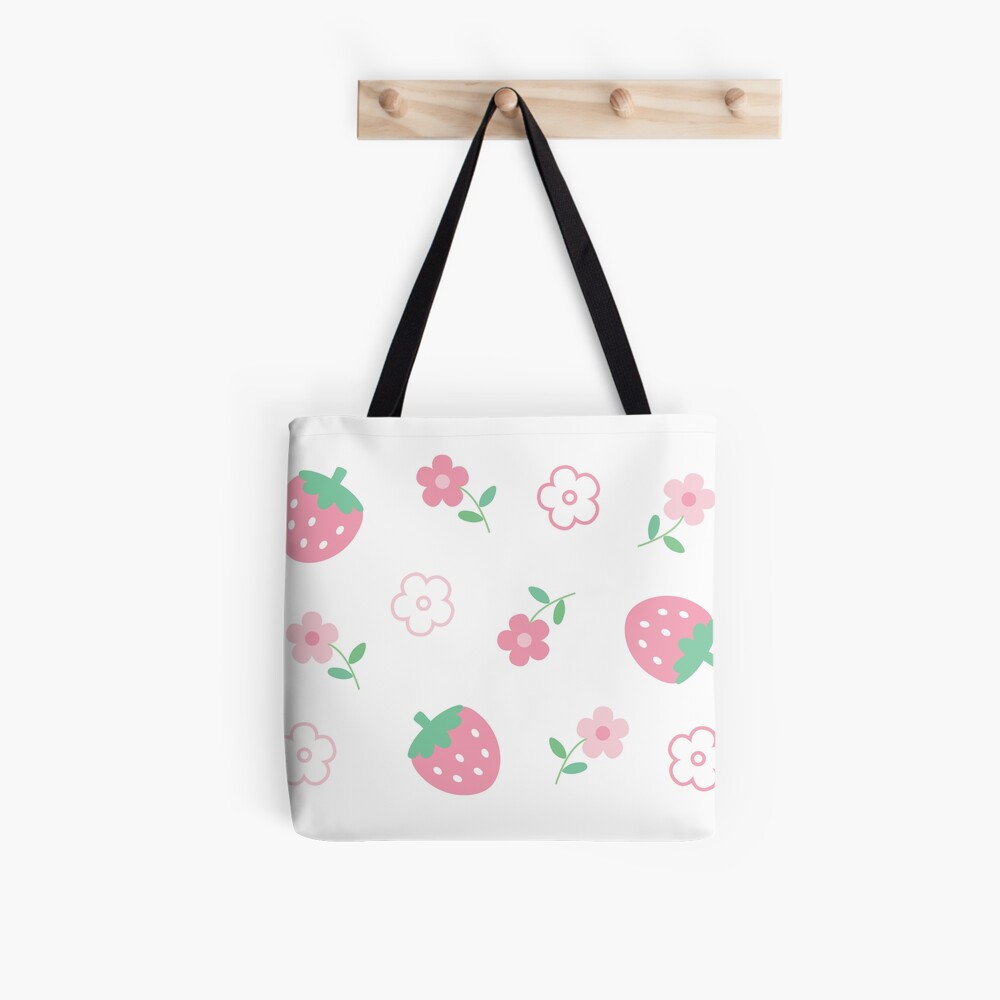 Kawaii Strawberry Pattern Tote Bag Borsa A Tracolla A Grande