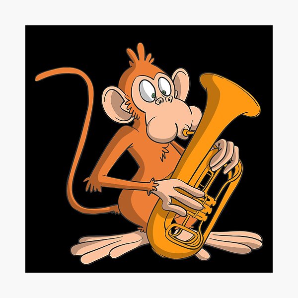 Monkey plays tuba Photographic Print