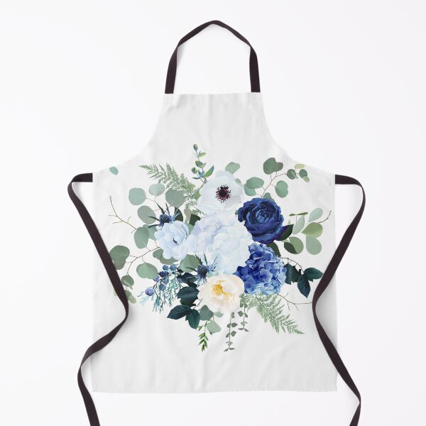 Item preview, Classic blue rose, white hydrangea, ranunculus, anemone, thistle flowers, emerald greenery designed and sold by lavendertime.