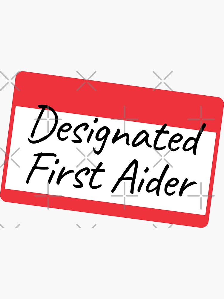 designated-first-aid-fun-name-tag-sticker-by-fra02-redbubble