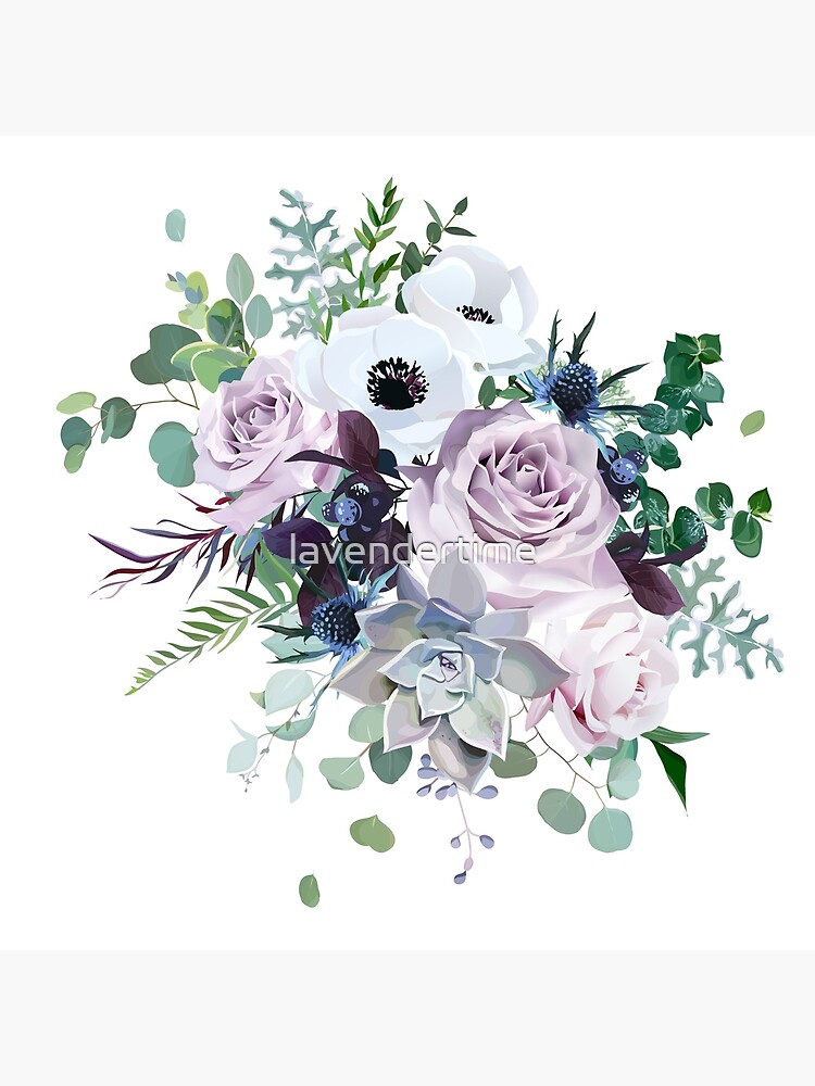 Carte de vœux « Lavande violette poussiéreuse, rose antique mauve, fleurs  violettes pâles », par lavendertime | Redbubble