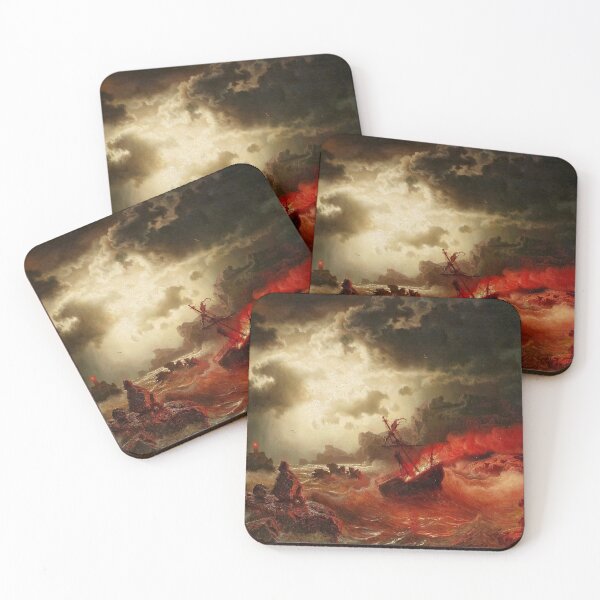 Item preview, Nocturnal Marine with Burning Ship (19th century) - Marcus Larson designed and sold by SALON DES ARTS.