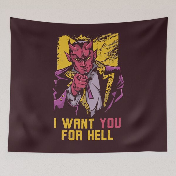 Item preview, I Want You for Hell | Funny Devil Uncle Sam Parody designed and sold by SLAG-Creative.