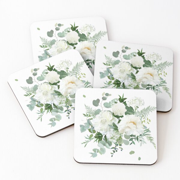 Item preview, Silver sage green and white flowers vector design spring herbal bouquet designed and sold by lavendertime.