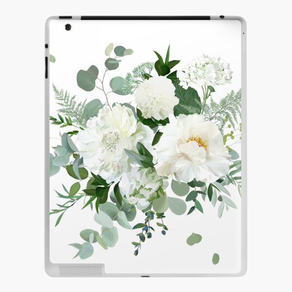 Silver sage green, mint, blue, white flowers vector design spring bouquet.  | Art Board Print